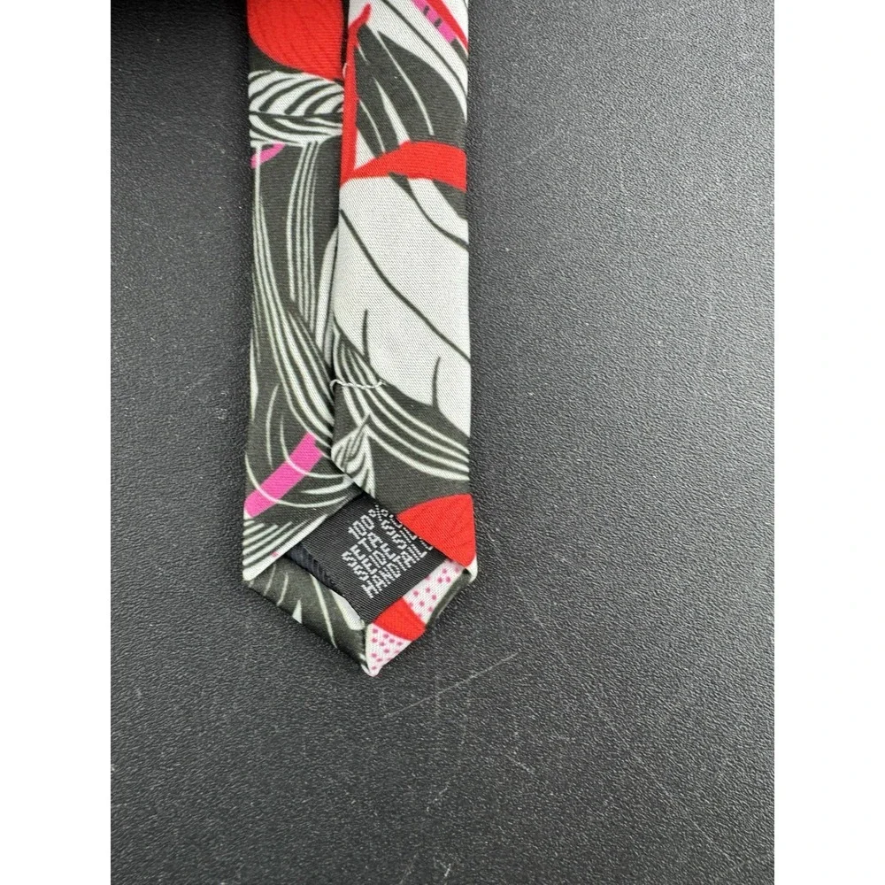 Hi Tie Floral Silk Tie‎ Pink Black and Red
